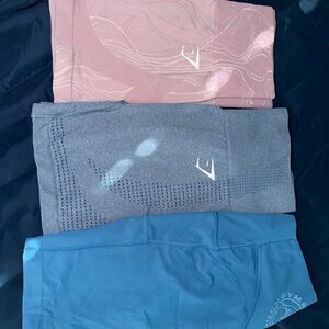 Gymshark shorts - Pink, Gray, and Blue